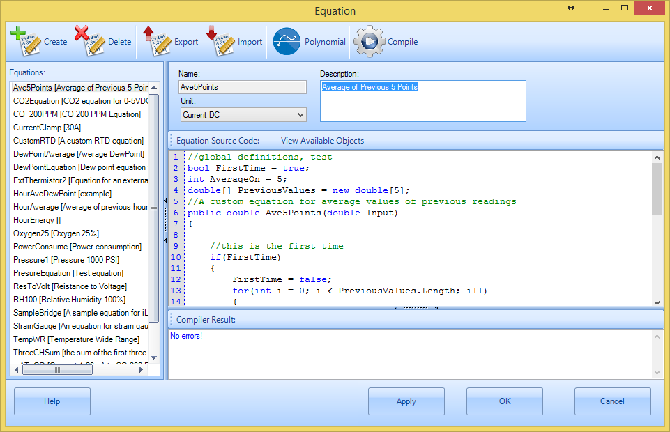 Equation dialog
