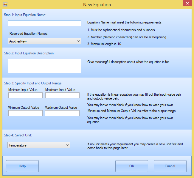 Equation dialog