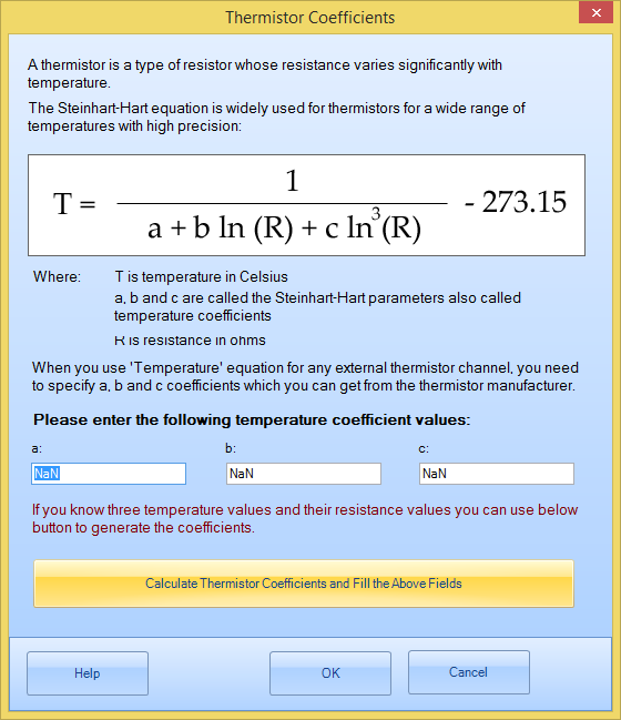 Temperature Equation For Thermistor